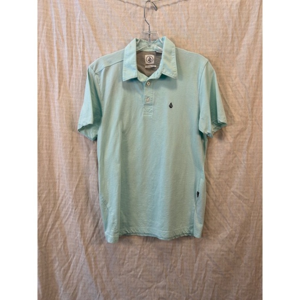 Volcom Mens Polo Shirt Small Mint Green Short Sleeve Skate Surf Casual Top